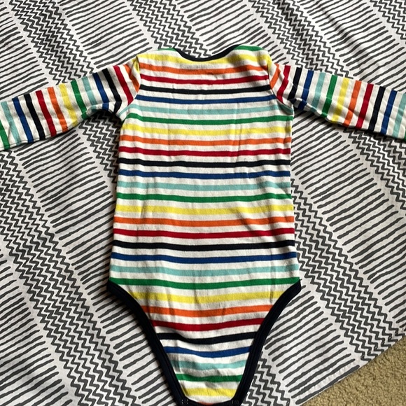 Primary rainbow colored striped long sleeve onesie size 18-24months - Picture 6 of 6